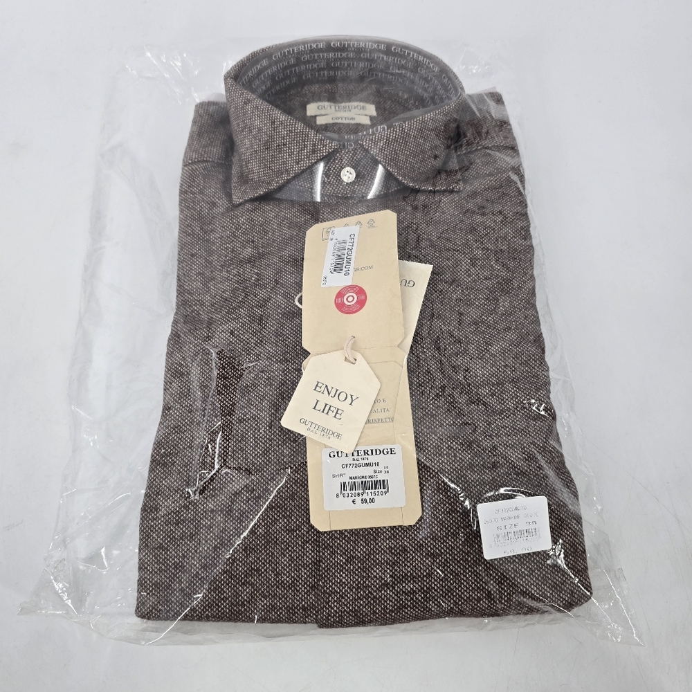 Gutteridge NEW Men's Cotton Marrone Brown Button Down Shirt 15/38